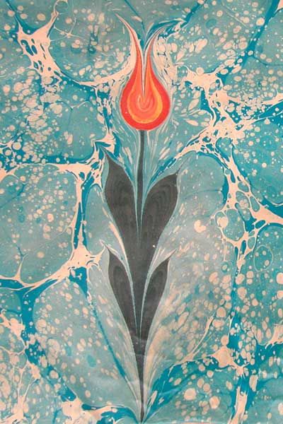 Tulip on marbled paper